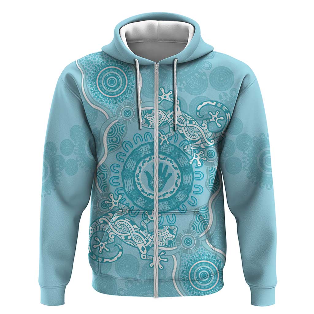 Blue Australia Lizard With Aboriginal Art Hoodie - Vibe Hoodie Shop