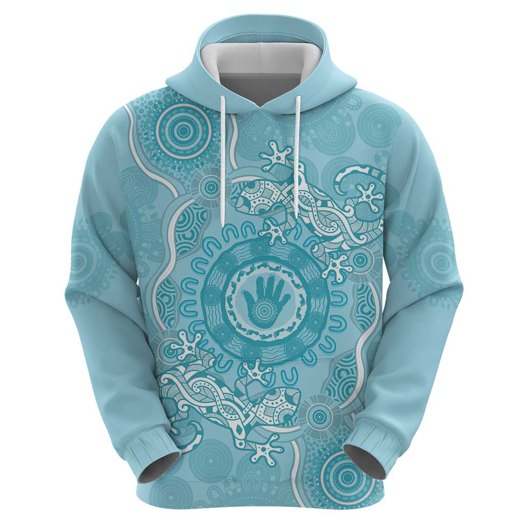 Blue Australia Lizard With Aboriginal Art Hoodie - Vibe Hoodie Shop