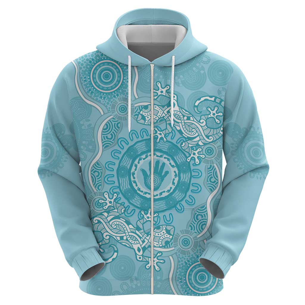 Blue Australia Lizard With Aboriginal Art Hoodie - Vibe Hoodie Shop