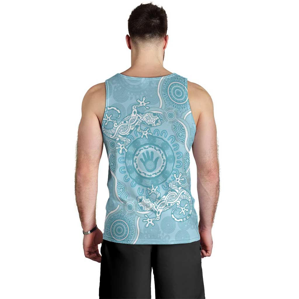 Blue Australia Lizard With Aboriginal Art Men Tank Top - Vibe Hoodie Shop