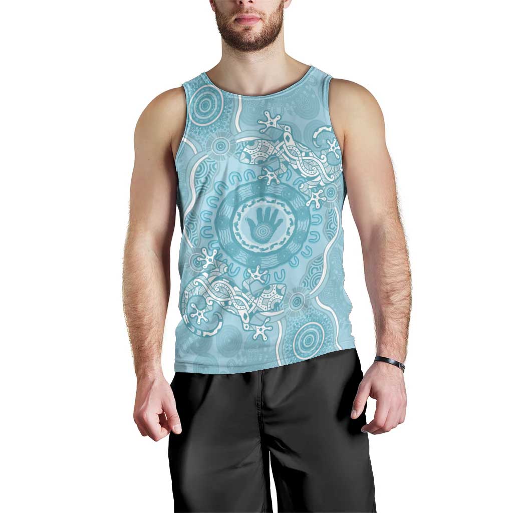 Blue Australia Lizard With Aboriginal Art Men Tank Top - Vibe Hoodie Shop