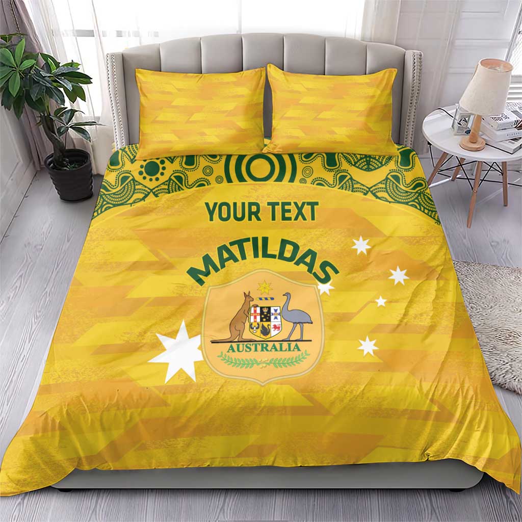 Custom Australia Matildas Bedding Set National Color Indigenous Art - Vibe Hoodie Shop