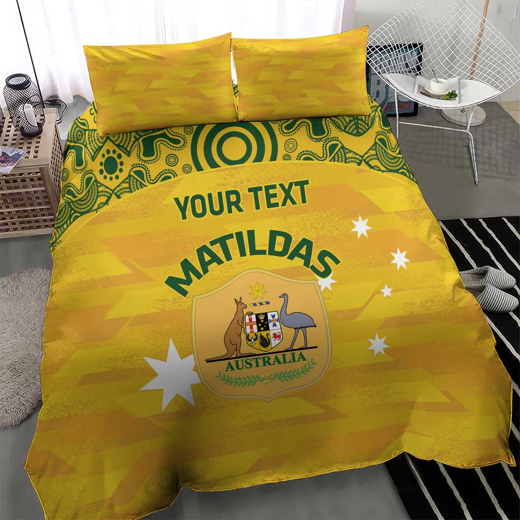 Custom Australia Matildas Bedding Set National Color Indigenous Art - Vibe Hoodie Shop