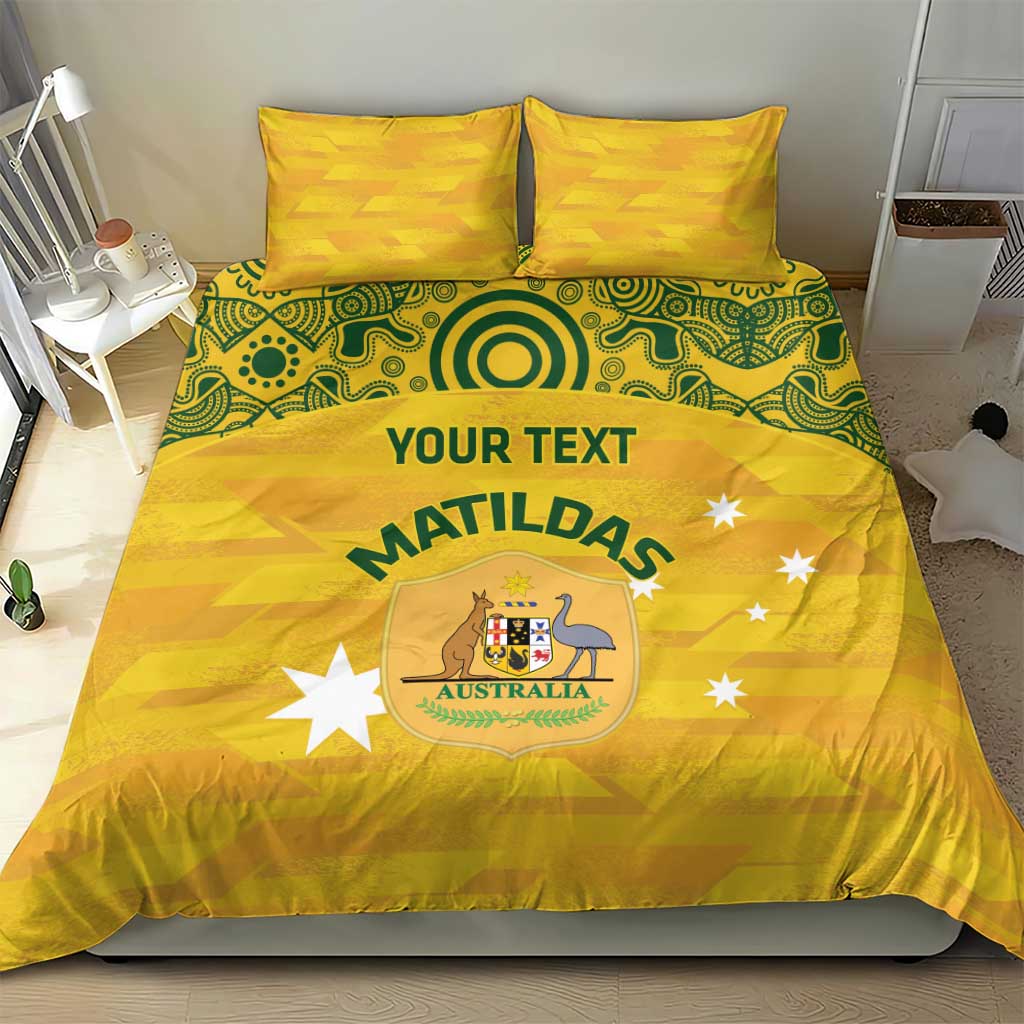 Custom Australia Matildas Bedding Set National Color Indigenous Art - Vibe Hoodie Shop