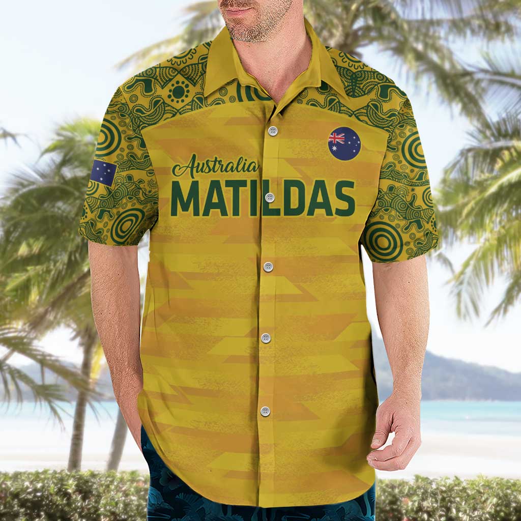 Custom Australia Matildas Hawaiian Shirt National Color Indigenous Art - Vibe Hoodie Shop