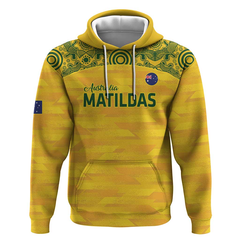Custom Australia Matildas Hoodie National Color Indigenous Art - Vibe Hoodie Shop