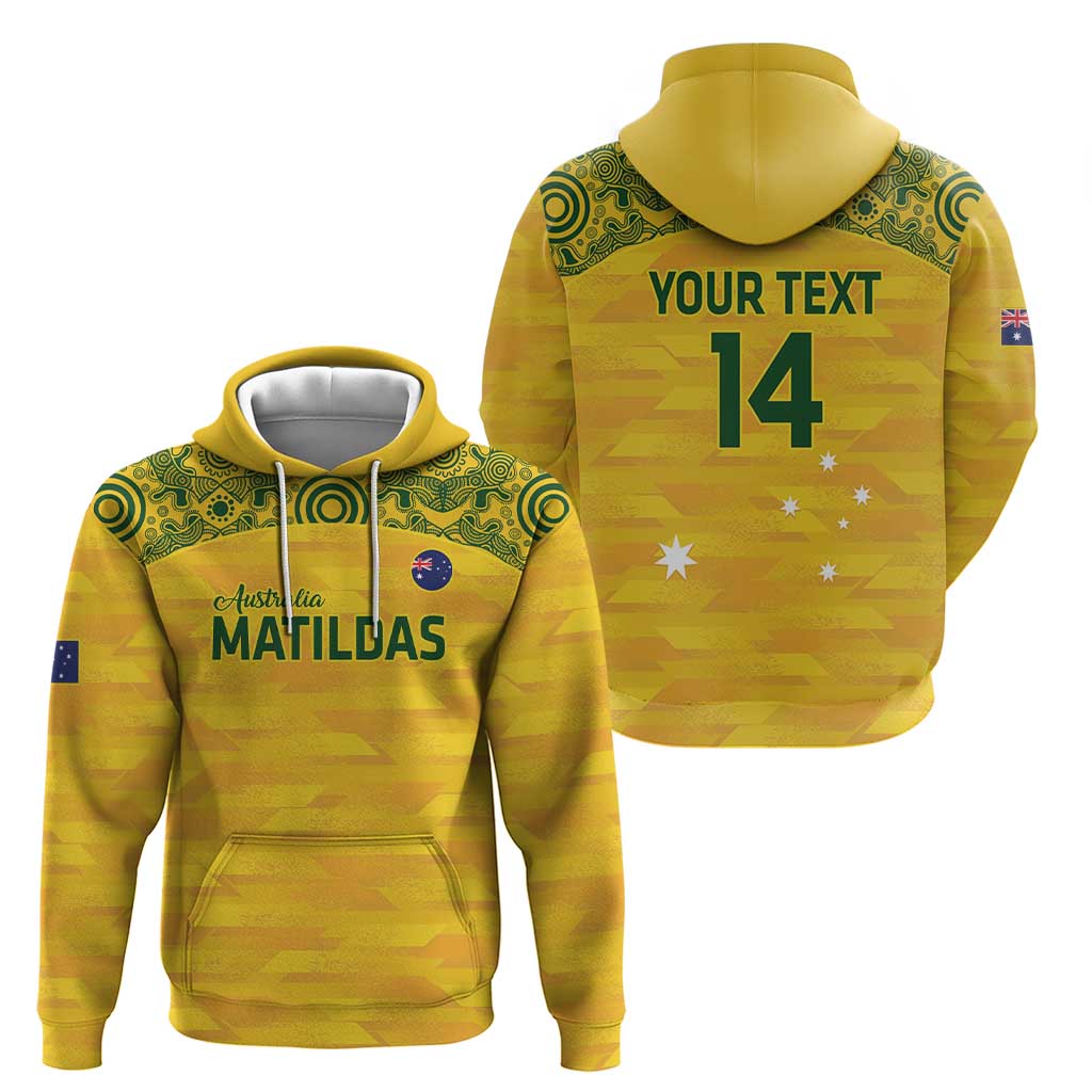 Custom Australia Matildas Hoodie National Color Indigenous Art - Vibe Hoodie Shop
