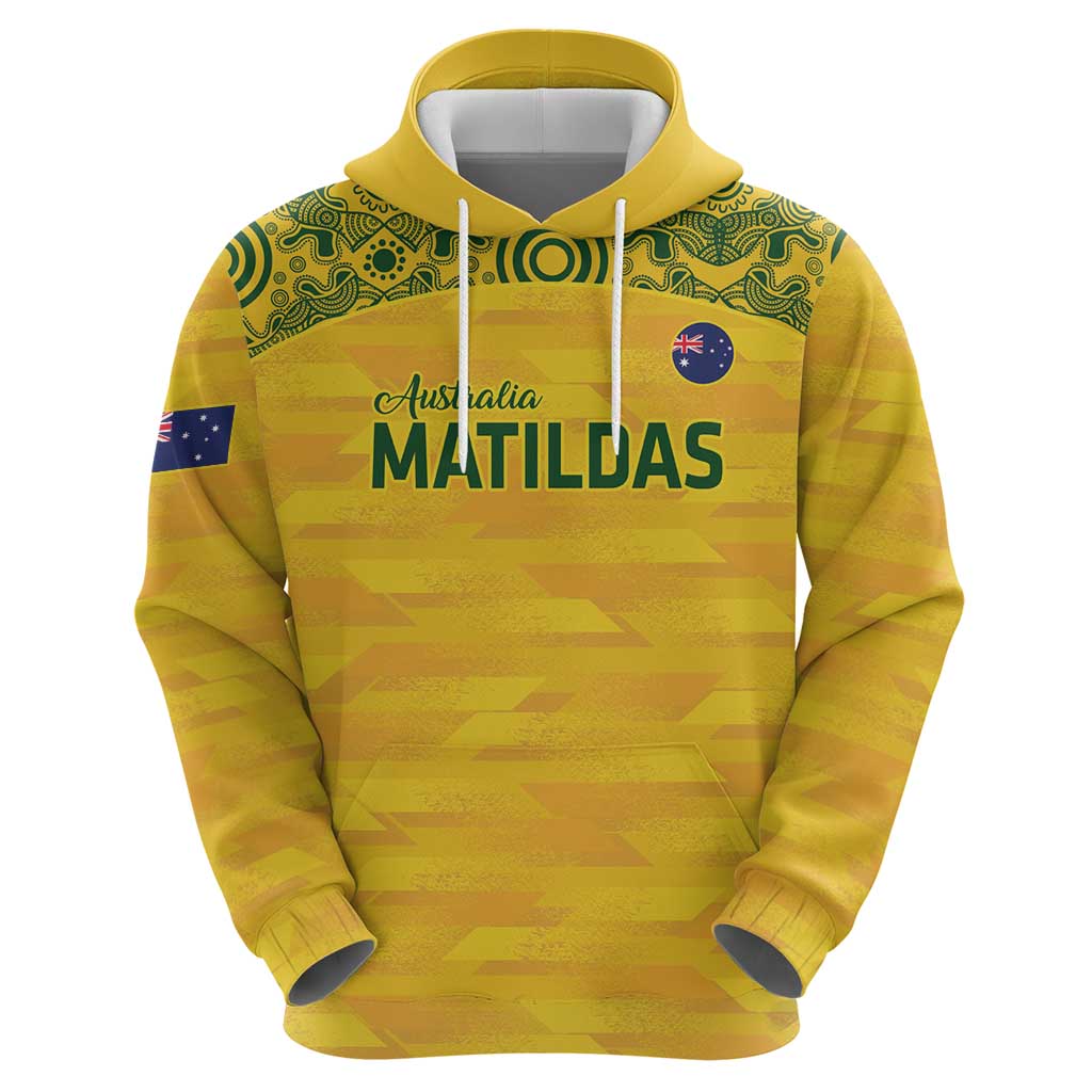 Custom Australia Matildas Hoodie National Color Indigenous Art - Vibe Hoodie Shop