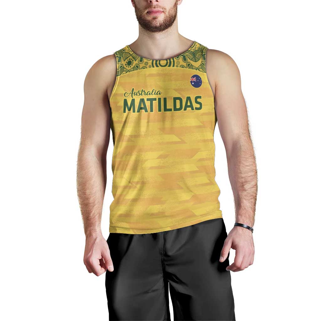 Custom Australia Matildas Men Tank Top National Color Indigenous Art - Vibe Hoodie Shop