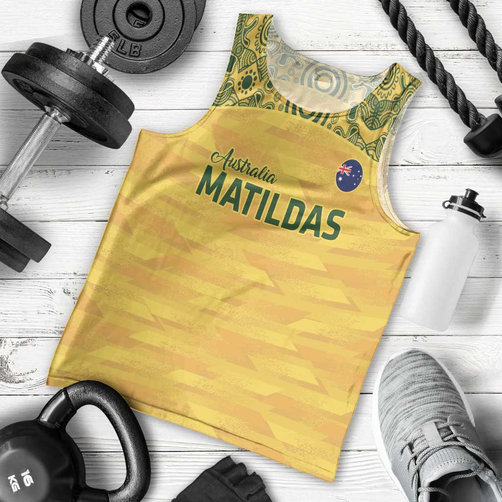 Custom Australia Matildas Men Tank Top National Color Indigenous Art - Vibe Hoodie Shop