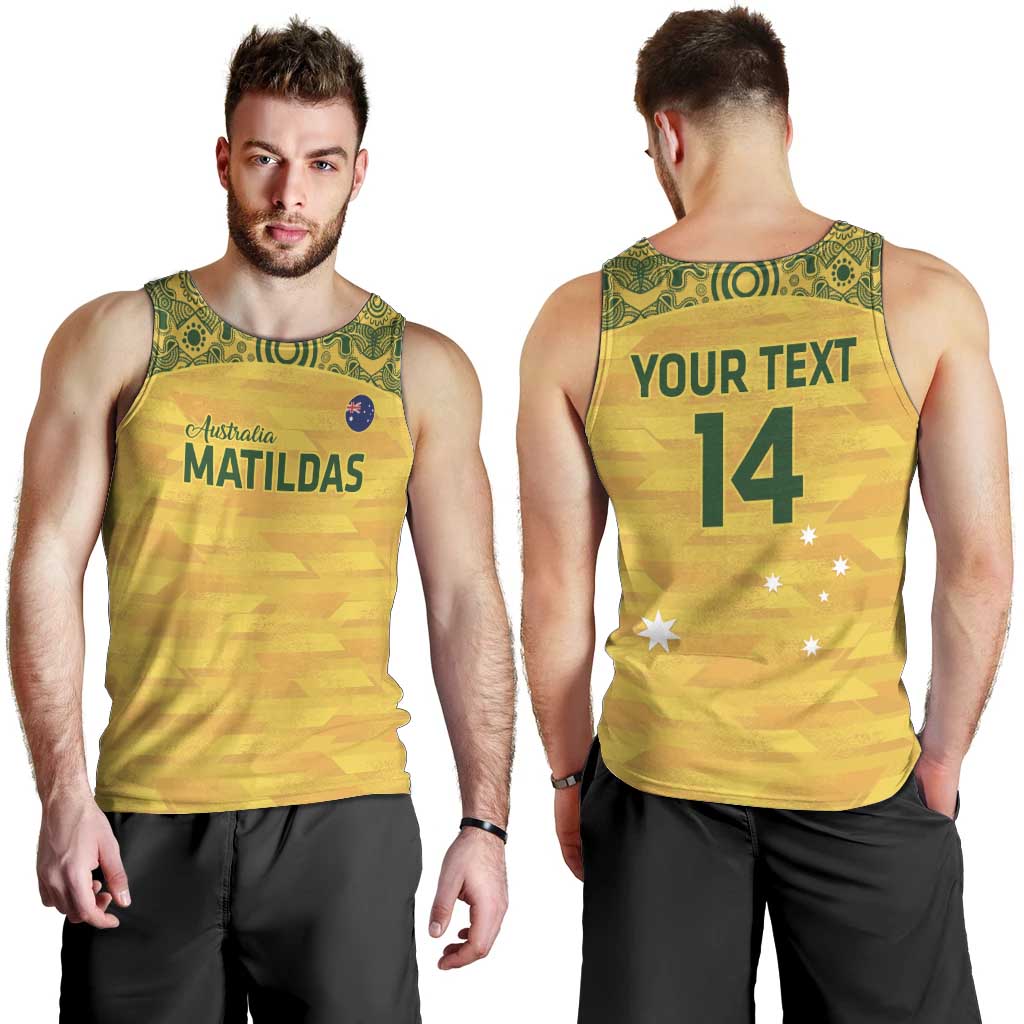 Custom Australia Matildas Men Tank Top National Color Indigenous Art - Vibe Hoodie Shop