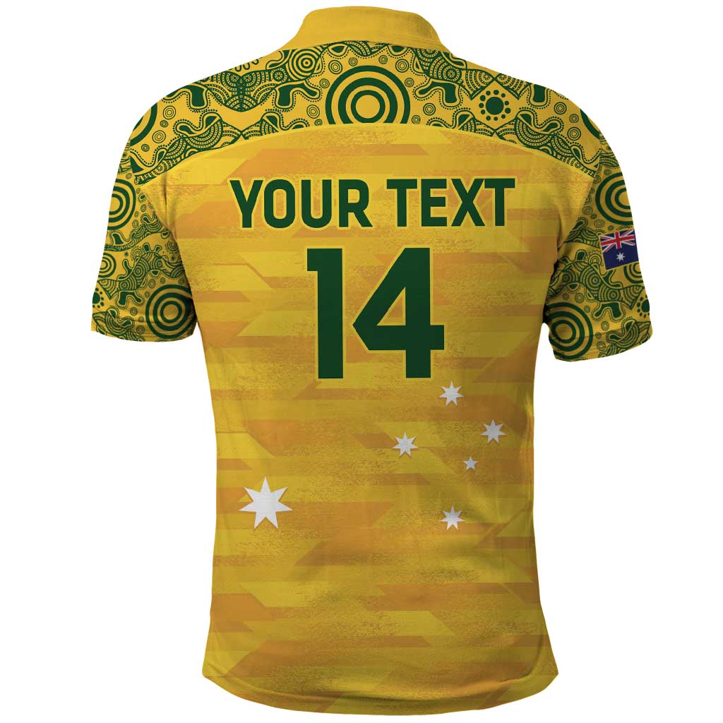 Custom Australia Matildas Polo Shirt National Color Indigenous Art - Vibe Hoodie Shop