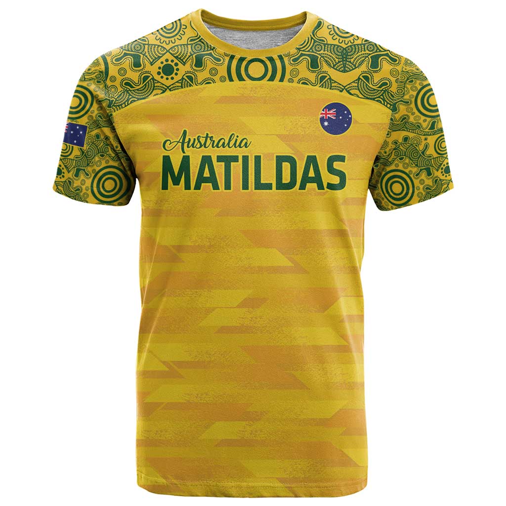 Custom Australia Matildas T Shirt National Color Indigenous Art - Vibe Hoodie Shop