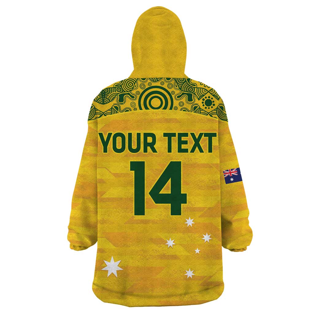 Custom Australia Matildas Wearable Blanket Hoodie National Color Indigenous Art - Vibe Hoodie Shop