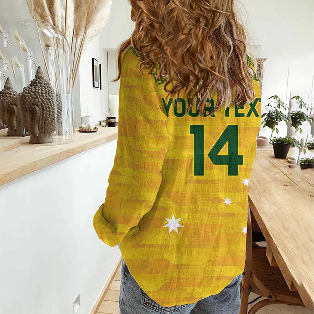 Custom Australia Matildas Women Casual Shirt National Color Indigenous Art - Vibe Hoodie Shop