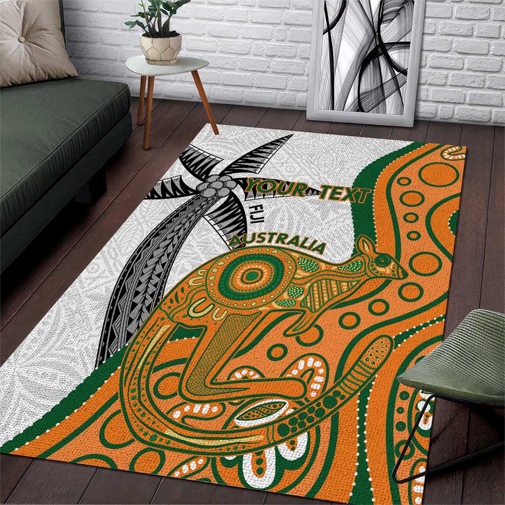 Custom Fiji And Australia Rugby Area Rug Fijian Palm Tree Mix Aussie Kangaroo - Vibe Hoodie Shop