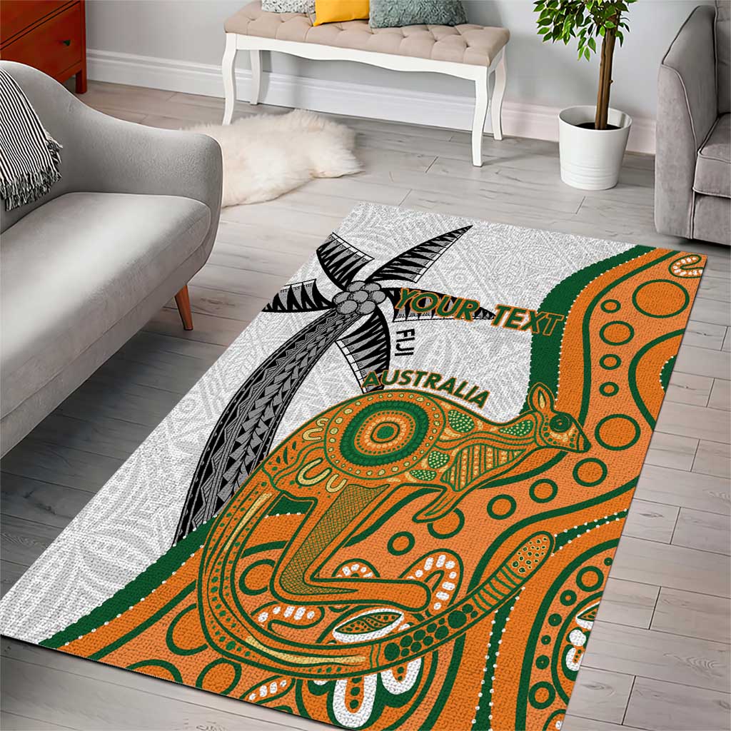 Custom Fiji And Australia Rugby Area Rug Fijian Palm Tree Mix Aussie Kangaroo - Vibe Hoodie Shop