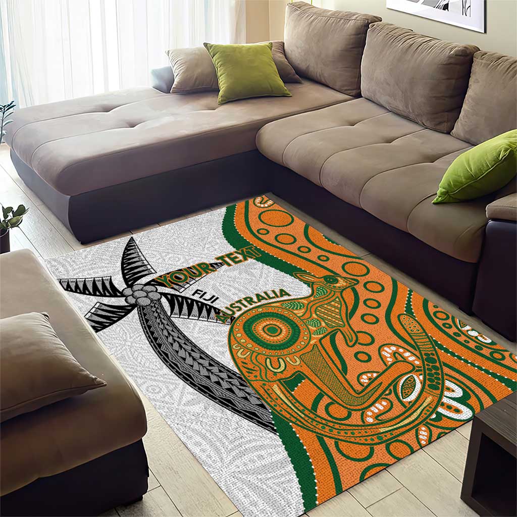 Custom Fiji And Australia Rugby Area Rug Fijian Palm Tree Mix Aussie Kangaroo - Vibe Hoodie Shop