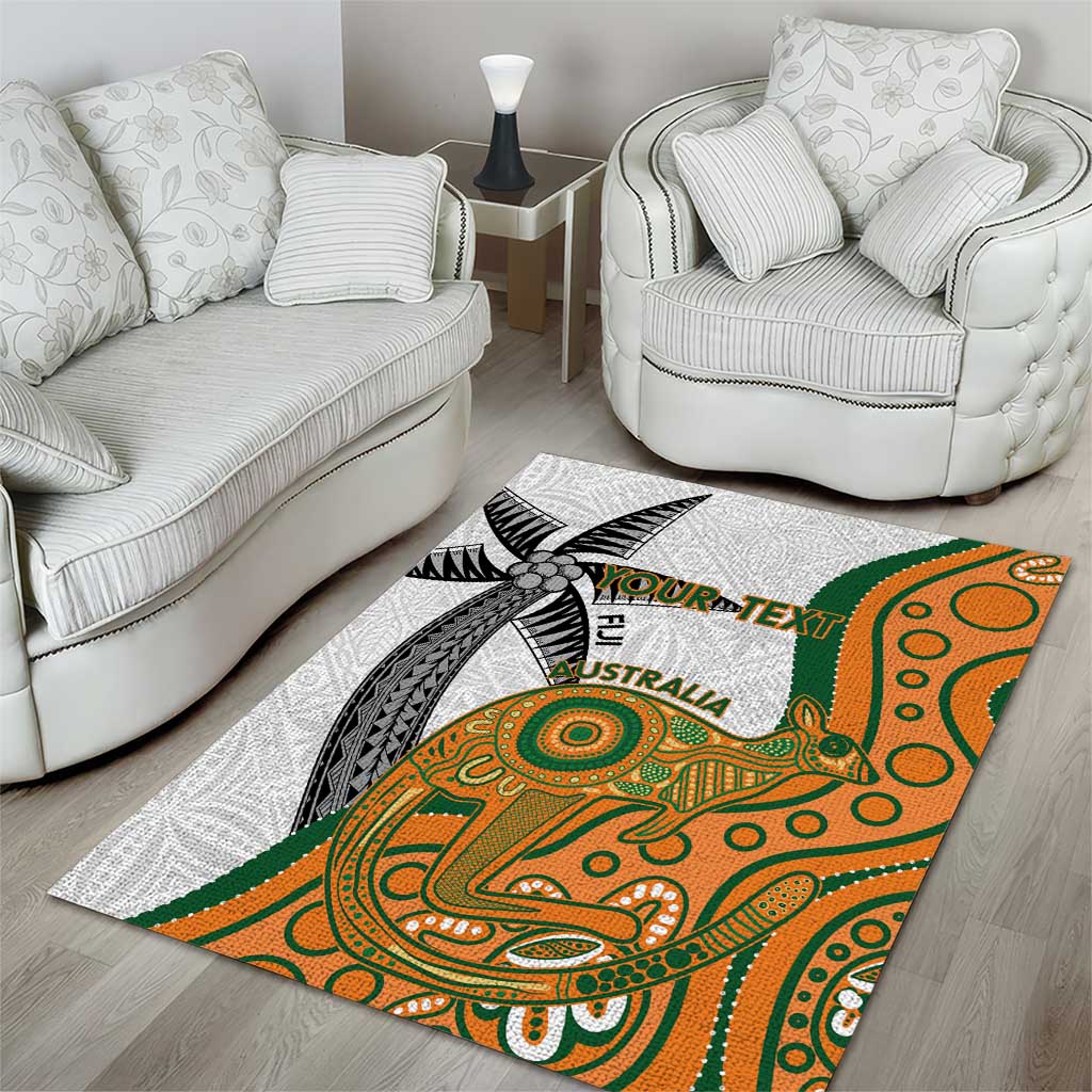 Custom Fiji And Australia Rugby Area Rug Fijian Palm Tree Mix Aussie Kangaroo - Vibe Hoodie Shop