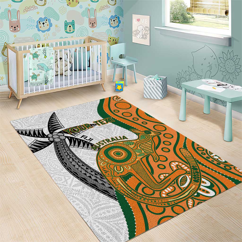 Custom Fiji And Australia Rugby Area Rug Fijian Palm Tree Mix Aussie Kangaroo - Vibe Hoodie Shop