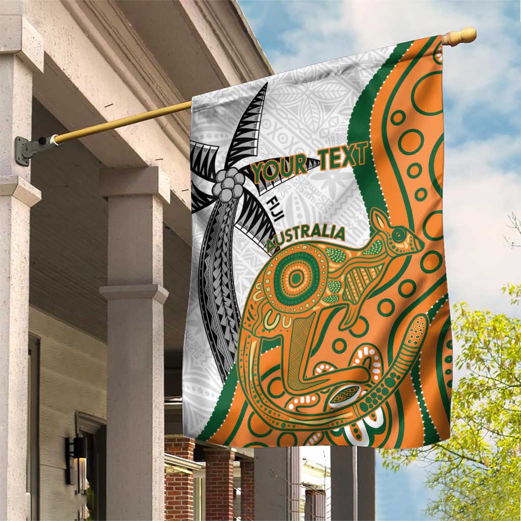 Custom Fiji And Australia Rugby Garden Flag Fijian Palm Tree Mix Aussie Kangaroo - Vibe Hoodie Shop
