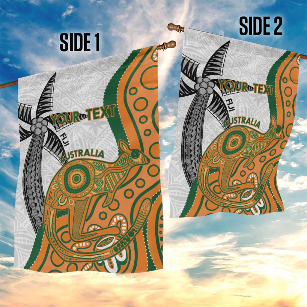 Custom Fiji And Australia Rugby Garden Flag Fijian Palm Tree Mix Aussie Kangaroo - Vibe Hoodie Shop