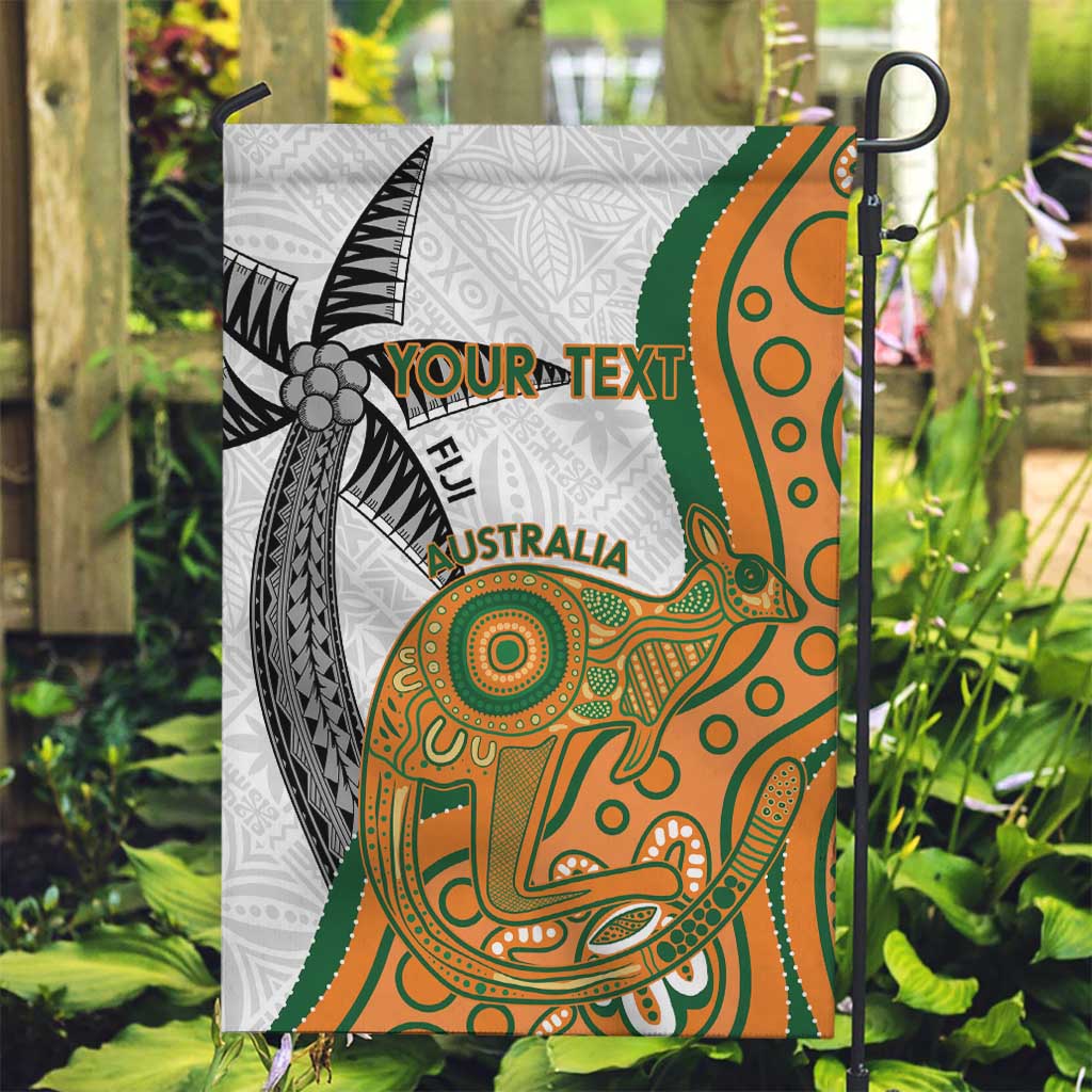 Custom Fiji And Australia Rugby Garden Flag Fijian Palm Tree Mix Aussie Kangaroo - Vibe Hoodie Shop