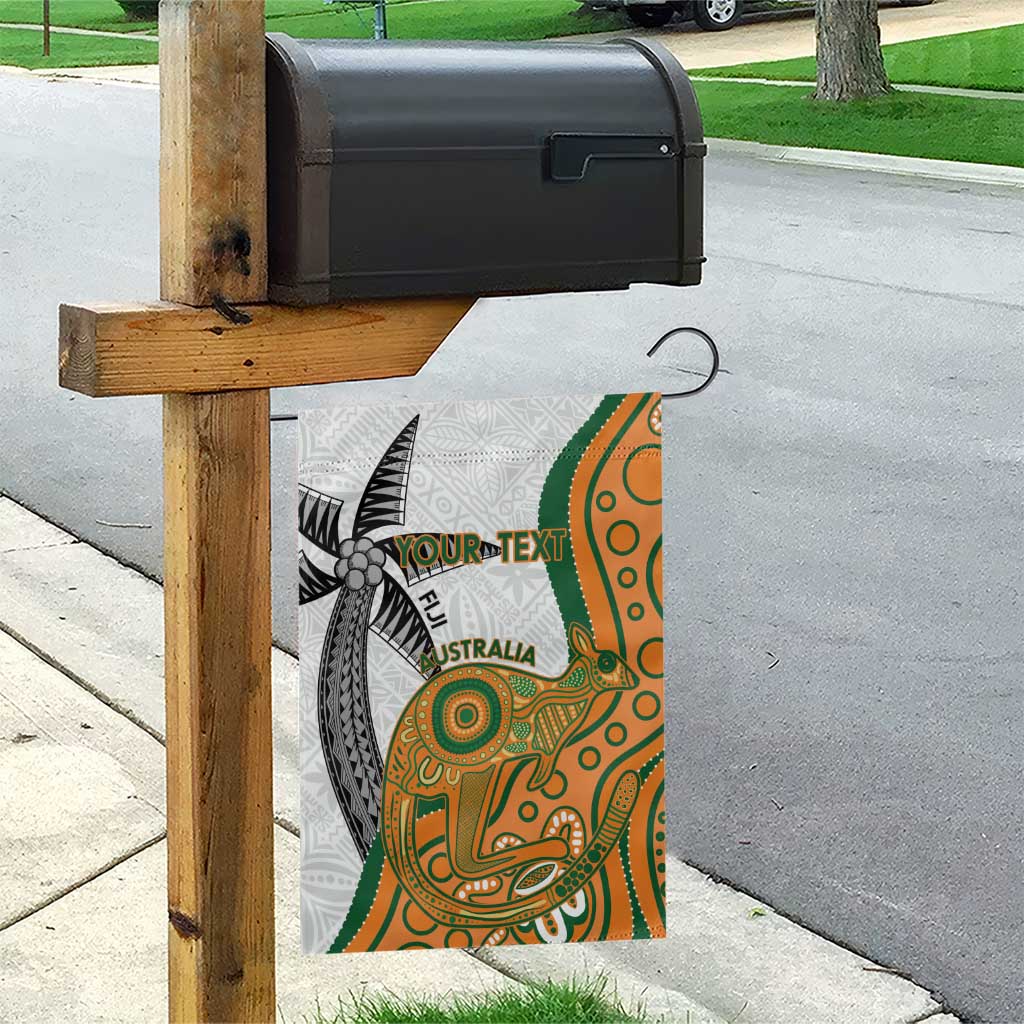 Custom Fiji And Australia Rugby Garden Flag Fijian Palm Tree Mix Aussie Kangaroo - Vibe Hoodie Shop