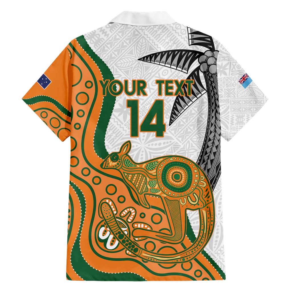 Custom Fiji And Australia Rugby Hawaiian Shirt Fijian Palm Tree Mix Aussie Kangaroo - Vibe Hoodie Shop