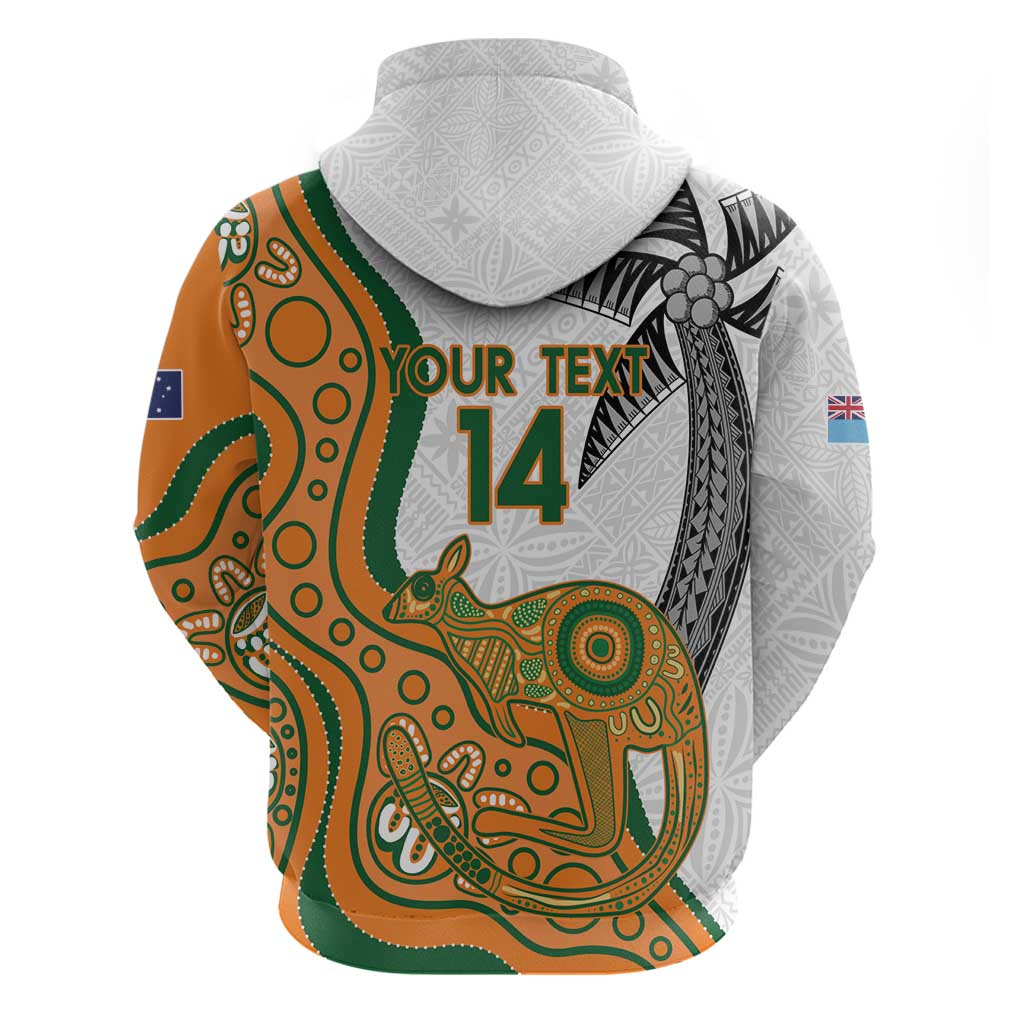 Custom Fiji And Australia Rugby Hoodie Fijian Palm Tree Mix Aussie Kangaroo - Vibe Hoodie Shop