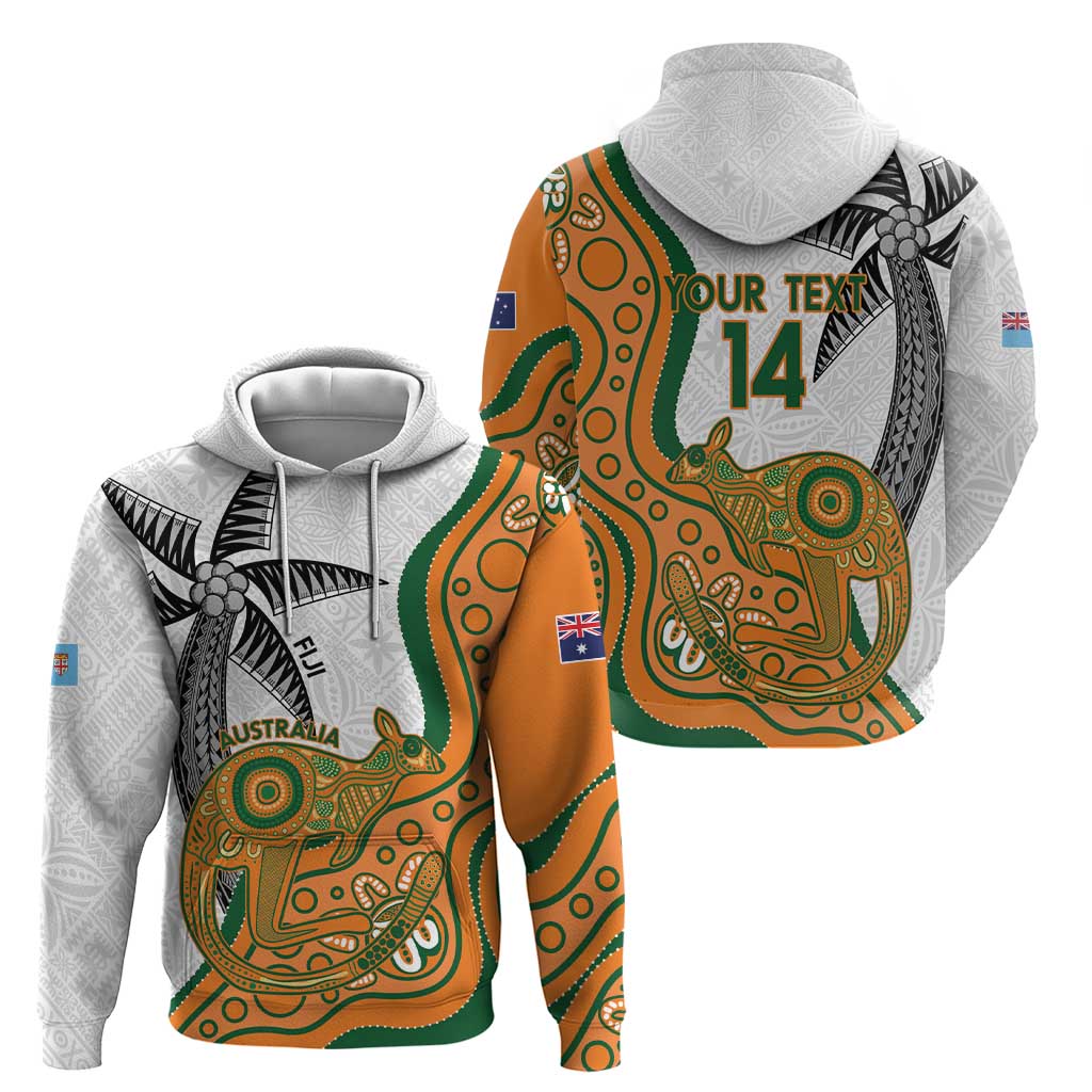 Custom Fiji And Australia Rugby Hoodie Fijian Palm Tree Mix Aussie Kangaroo - Vibe Hoodie Shop