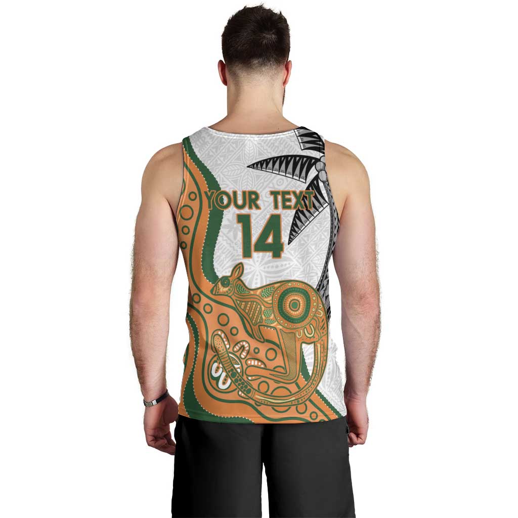 Custom Fiji And Australia Rugby Men Tank Top Fijian Palm Tree Mix Aussie Kangaroo - Vibe Hoodie Shop