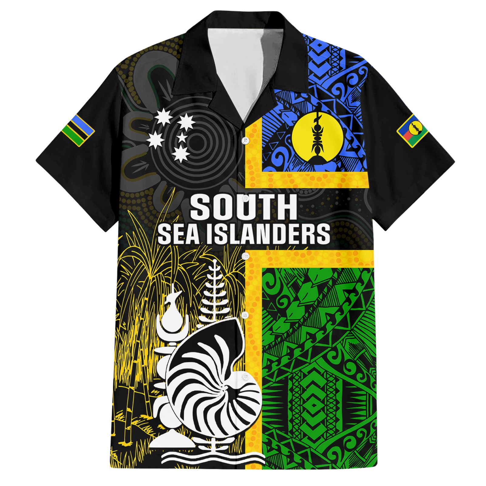 Personalised South Sea Islanders Hawaiian Shirt Kanakas With New Caledonia Coat Of Arms - Vibe Hoodie Shop