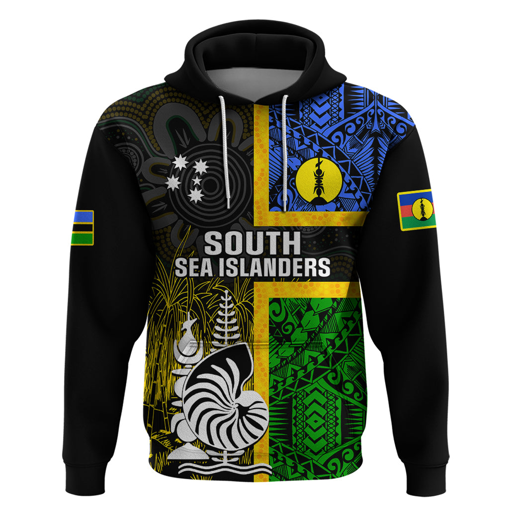 Personalised South Sea Islanders Hoodie Kanakas With New Caledonia Coat Of Arms - Vibe Hoodie Shop