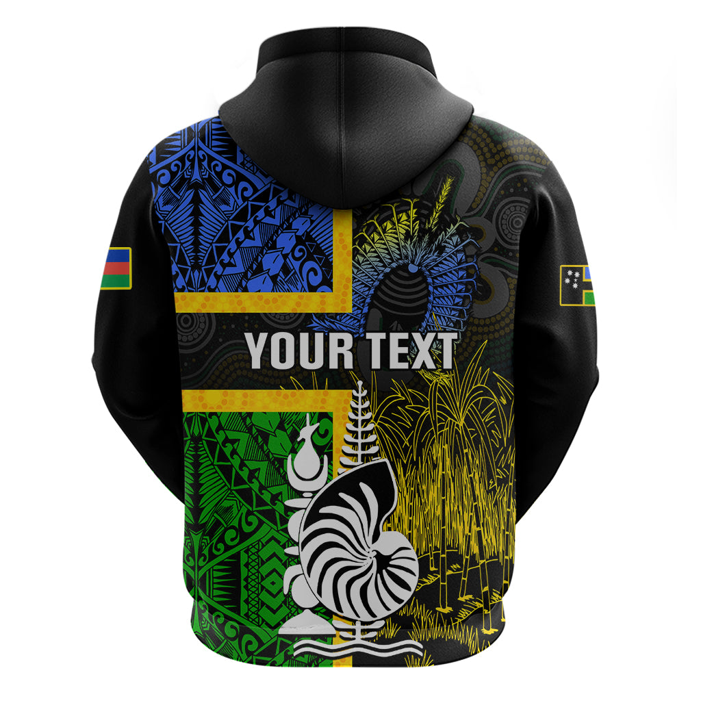 Personalised South Sea Islanders Hoodie Kanakas With New Caledonia Coat Of Arms - Vibe Hoodie Shop