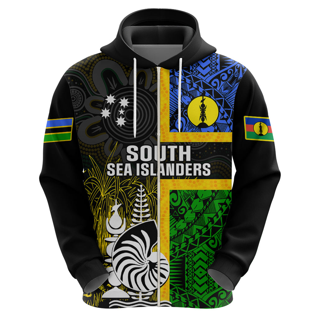Personalised South Sea Islanders Hoodie Kanakas With New Caledonia Coat Of Arms - Vibe Hoodie Shop
