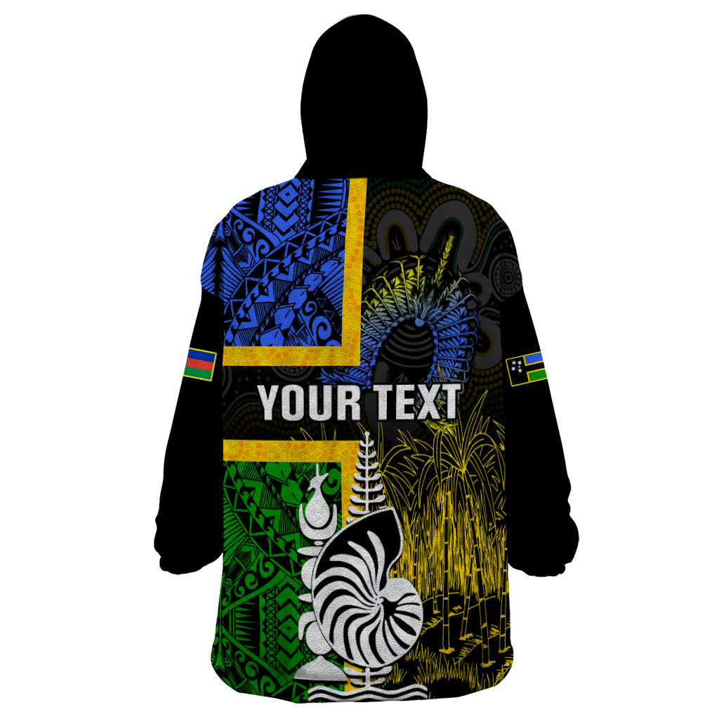 Personalised South Sea Islanders Wearable Blanket Hoodie Kanakas With New Caledonia Coat Of Arms - Vibe Hoodie Shop