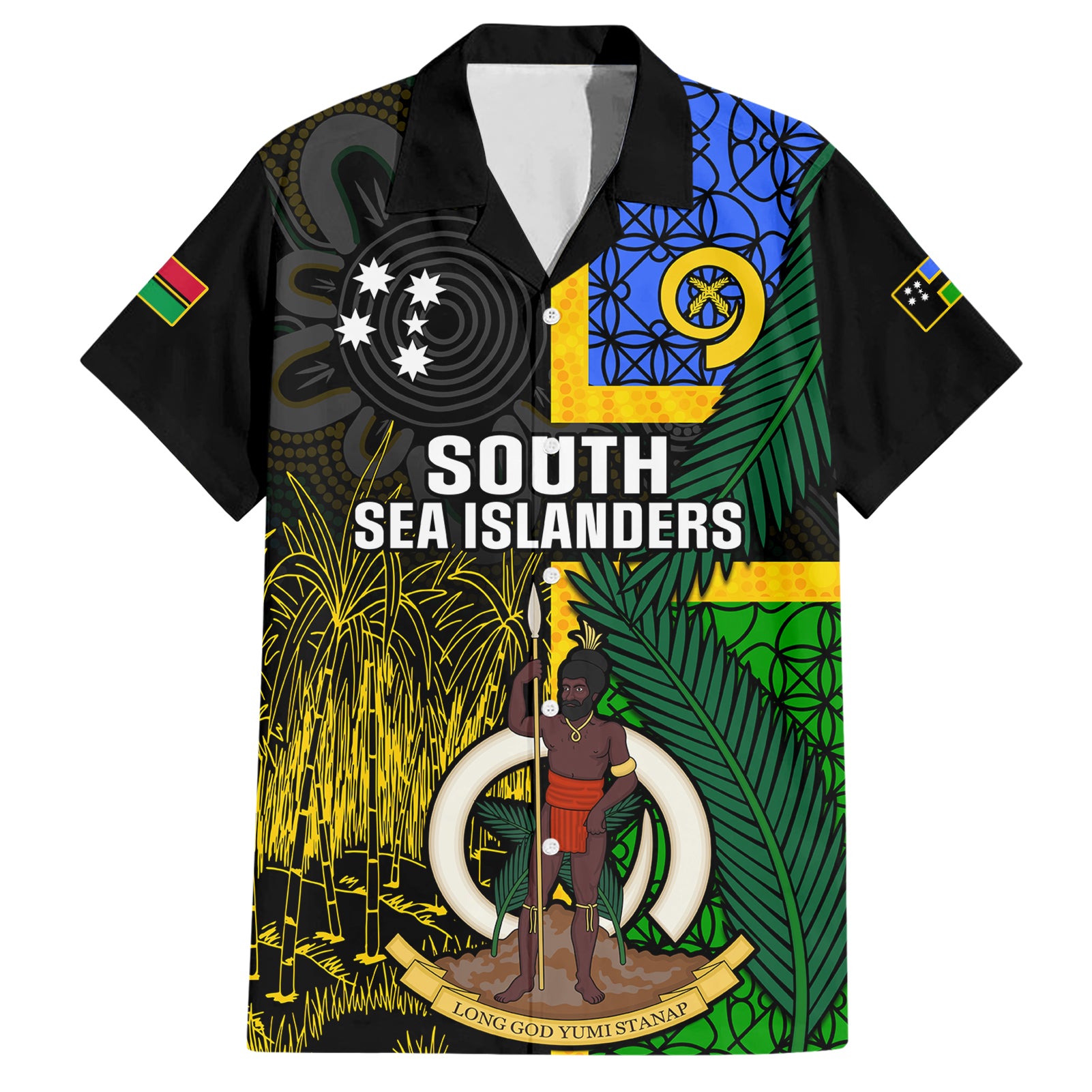 Personalised South Sea Islanders Hawaiian Shirt Kanakas With Vanuatu Coat Of Arms - Vibe Hoodie Shop