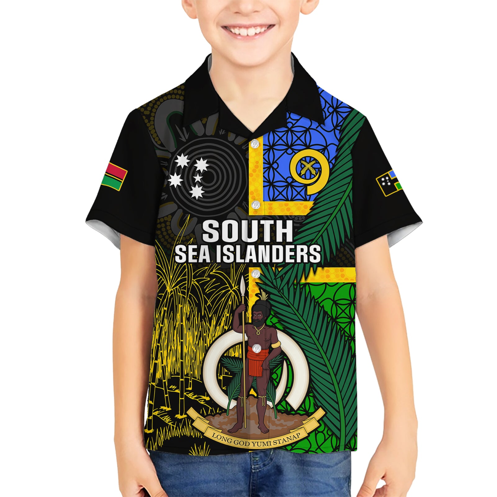 Personalised South Sea Islanders Hawaiian Shirt Kanakas With Vanuatu Coat Of Arms - Vibe Hoodie Shop