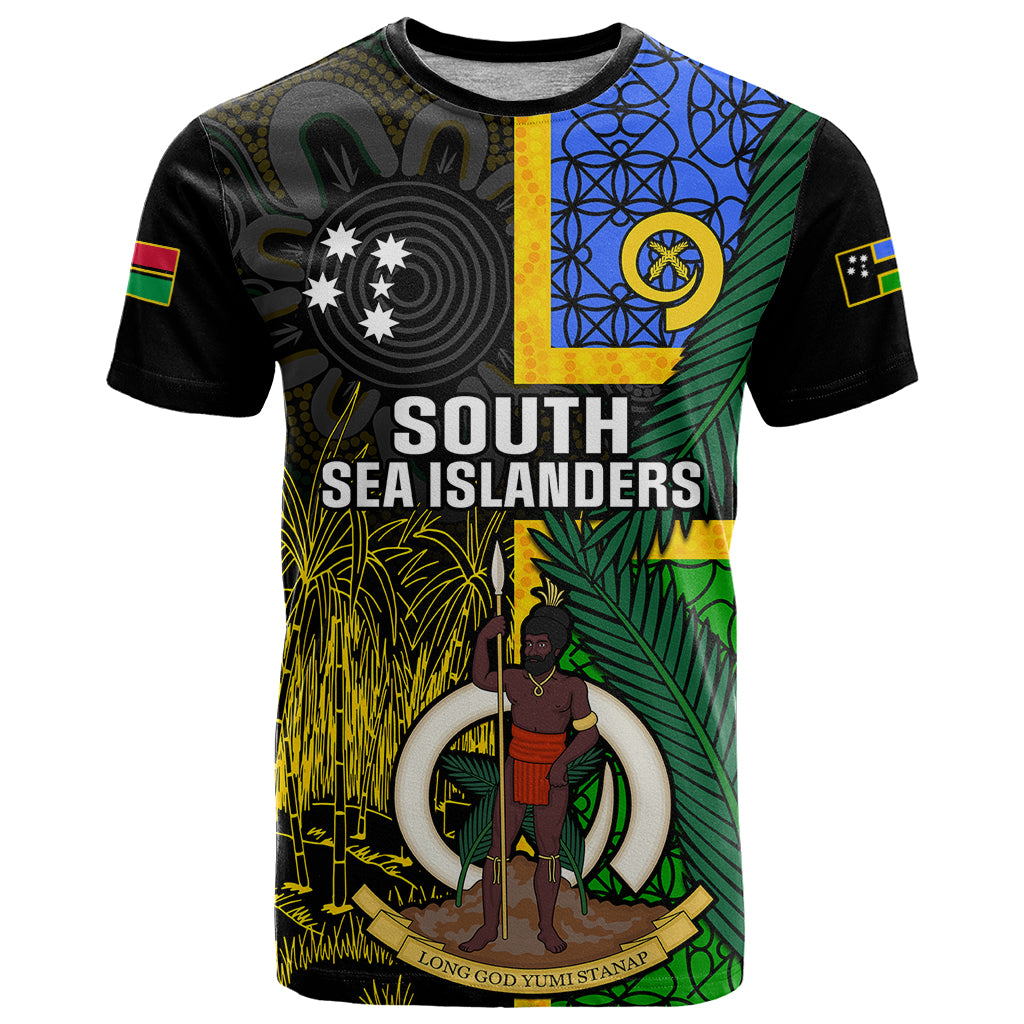 Personalised South Sea Islanders T Shirt Kanakas With Vanuatu Coat Of Arms - Vibe Hoodie Shop