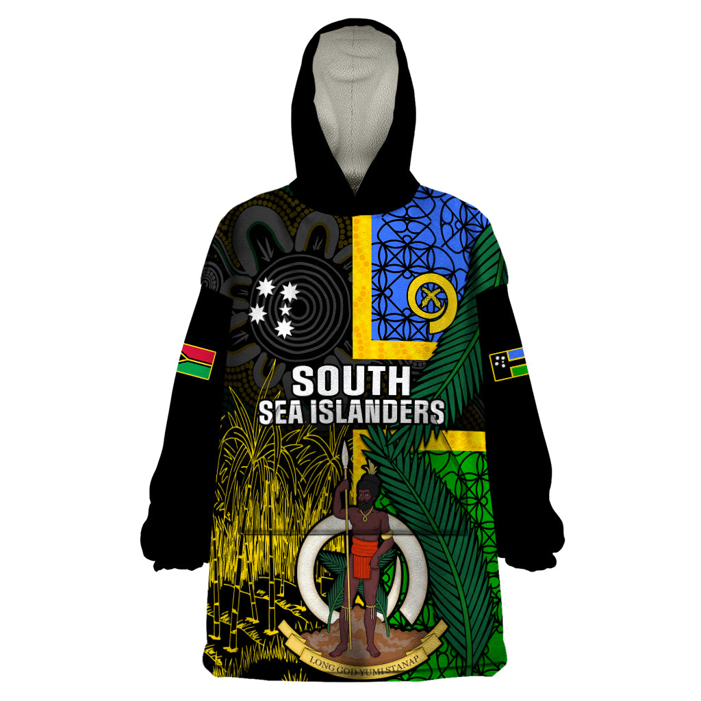 Personalised South Sea Islanders Wearable Blanket Hoodie Kanakas With Vanuatu Coat Of Arms - Vibe Hoodie Shop