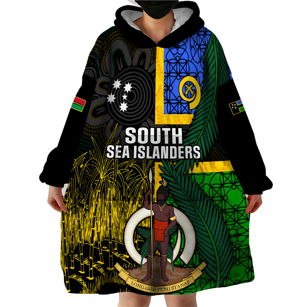 Personalised South Sea Islanders Wearable Blanket Hoodie Kanakas With Vanuatu Coat Of Arms - Vibe Hoodie Shop