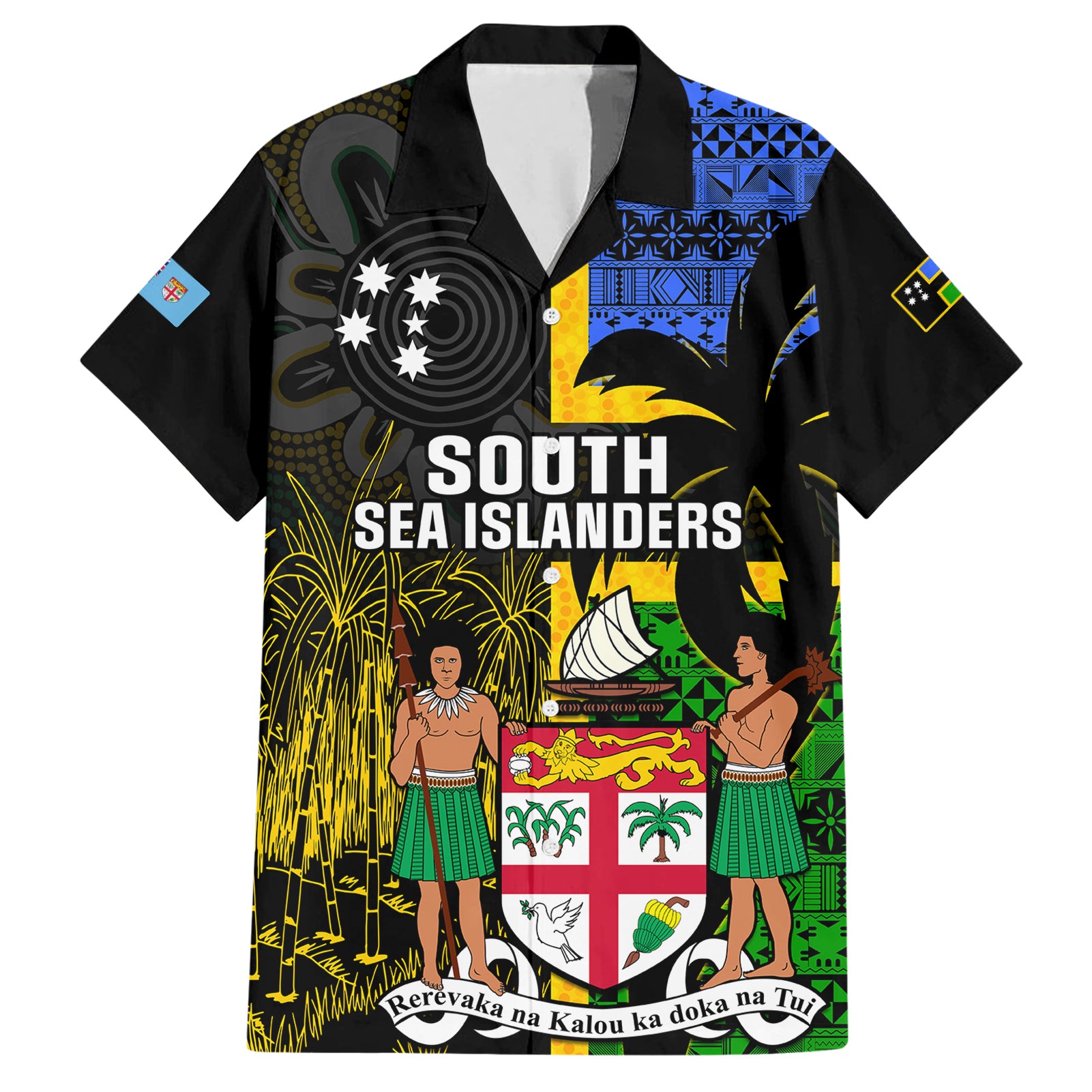 Personalised South Sea Islanders Hawaiian Shirt Kanakas With Fiji Coat Of Arms - Vibe Hoodie Shop