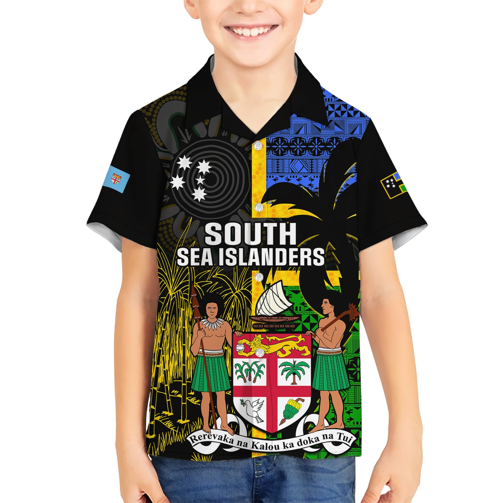 Personalised South Sea Islanders Hawaiian Shirt Kanakas With Fiji Coat Of Arms - Vibe Hoodie Shop