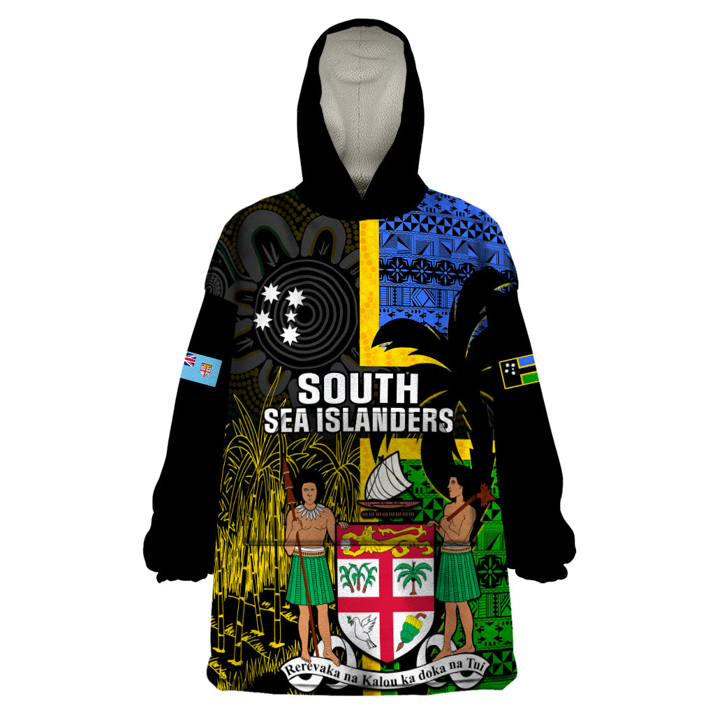 Personalised South Sea Islanders Wearable Blanket Hoodie Kanakas With Fiji Coat Of Arms - Vibe Hoodie Shop