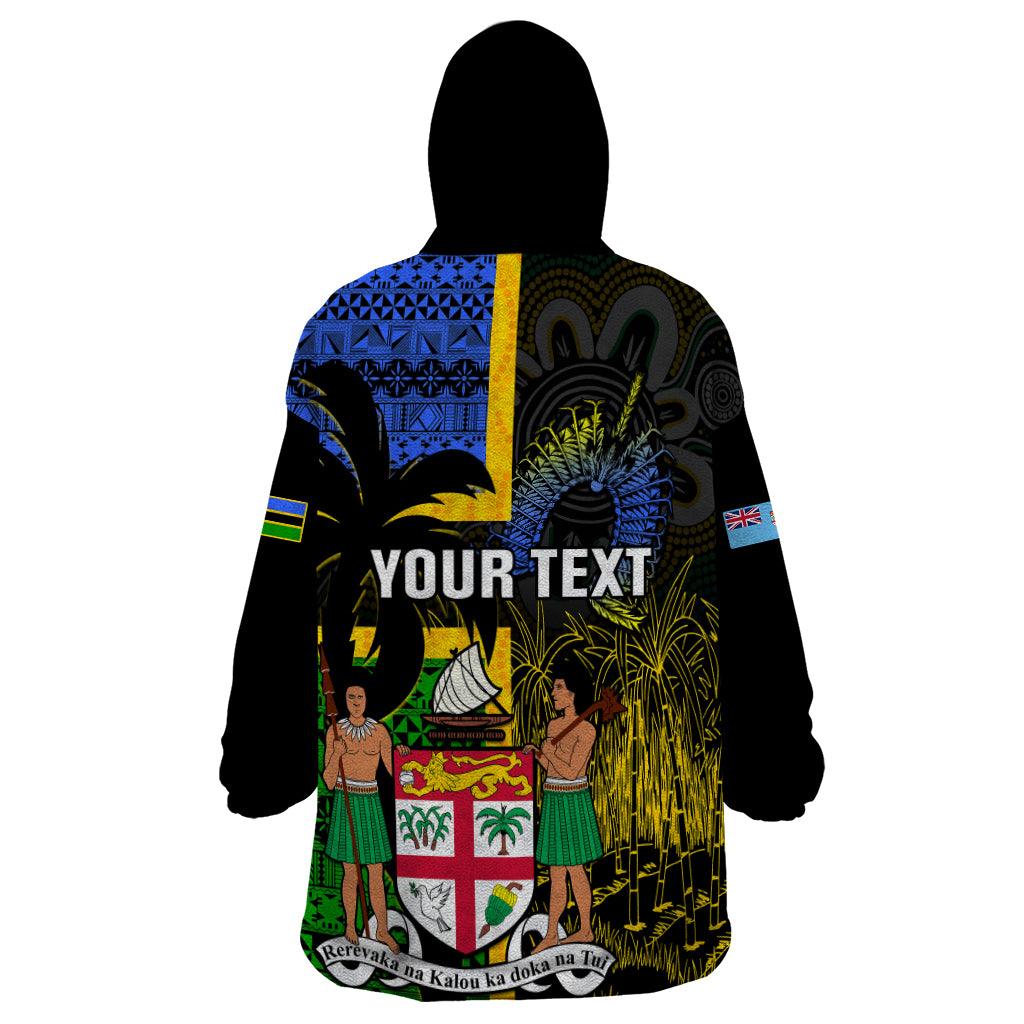 Personalised South Sea Islanders Wearable Blanket Hoodie Kanakas With Fiji Coat Of Arms - Vibe Hoodie Shop