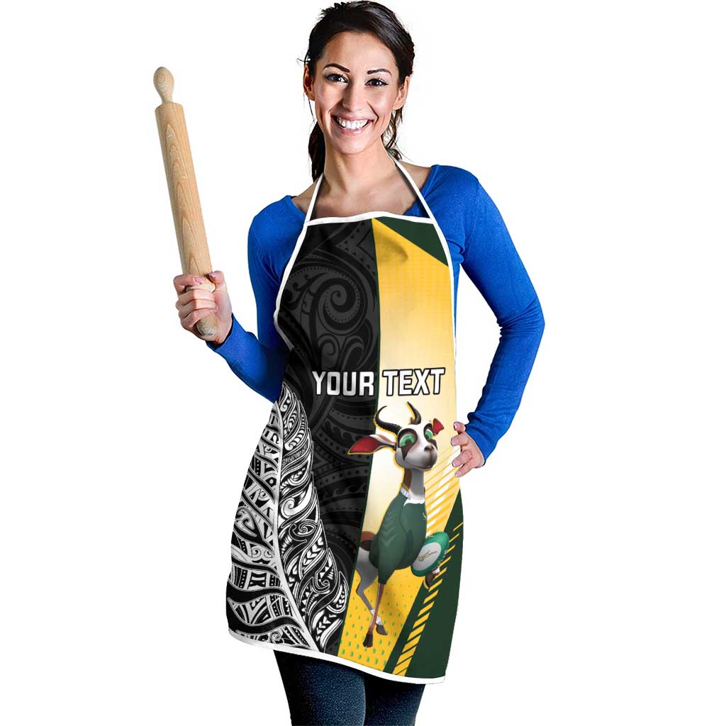 New Zealand and South Africa Rugby Custom Apron Maori Silver Fern Springbok Together - Vibe Hoodie