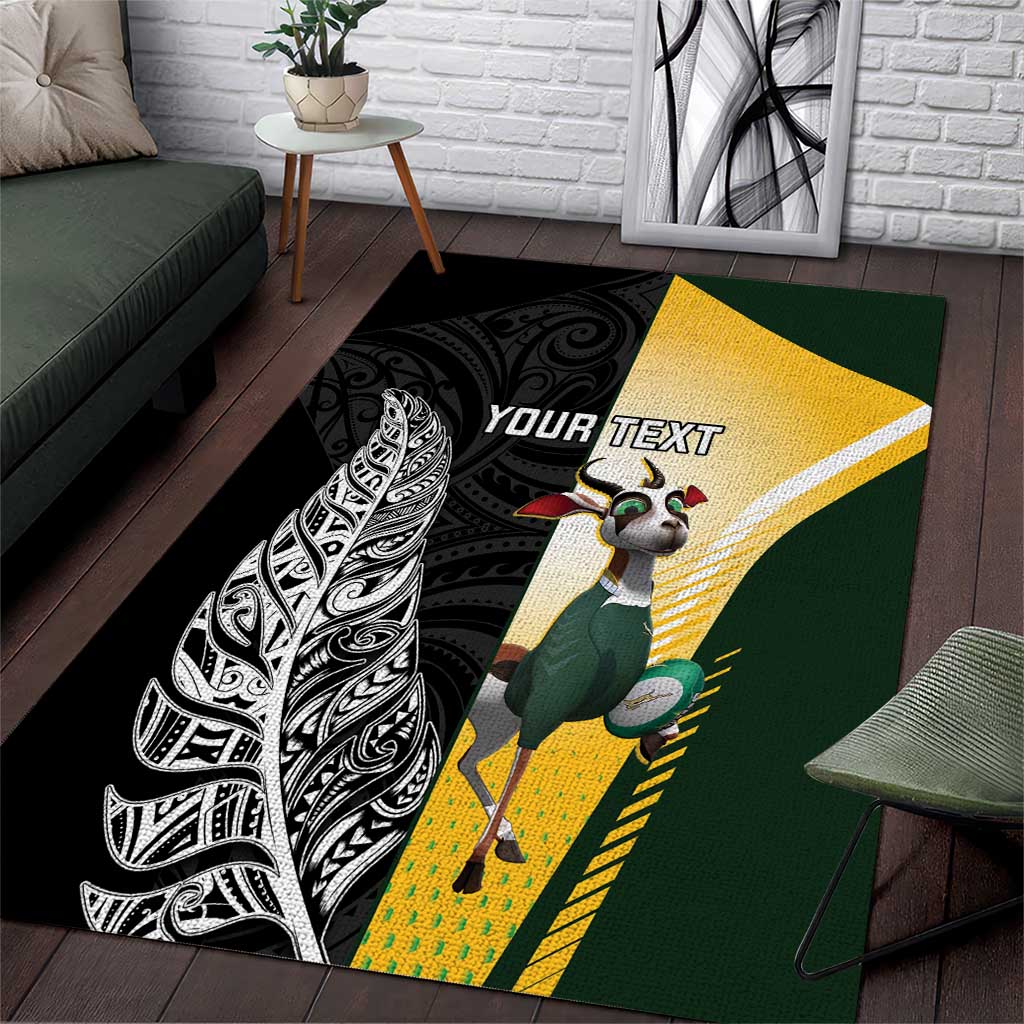 New Zealand and South Africa Rugby Custom Area Rug Maori Silver Fern Springbok Together - Vibe Hoodie