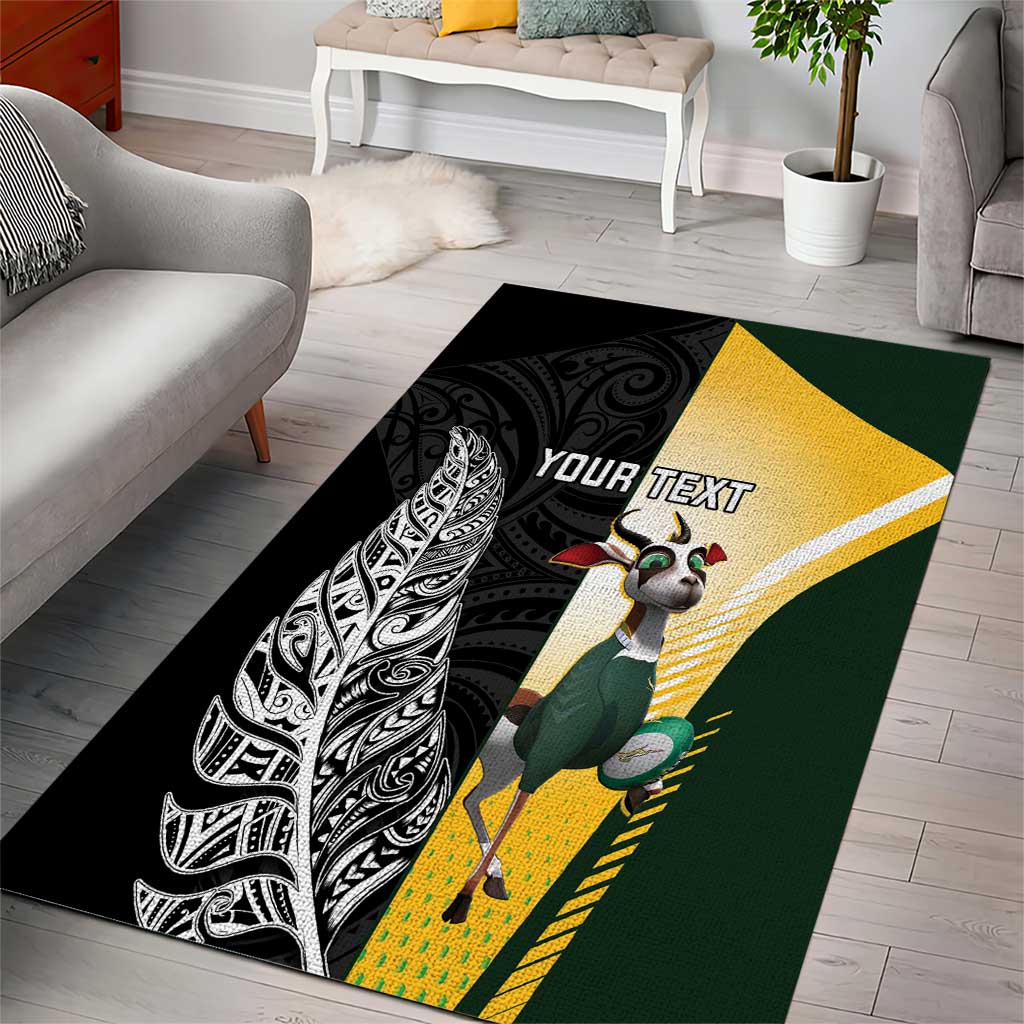 New Zealand and South Africa Rugby Custom Area Rug Maori Silver Fern Springbok Together - Vibe Hoodie