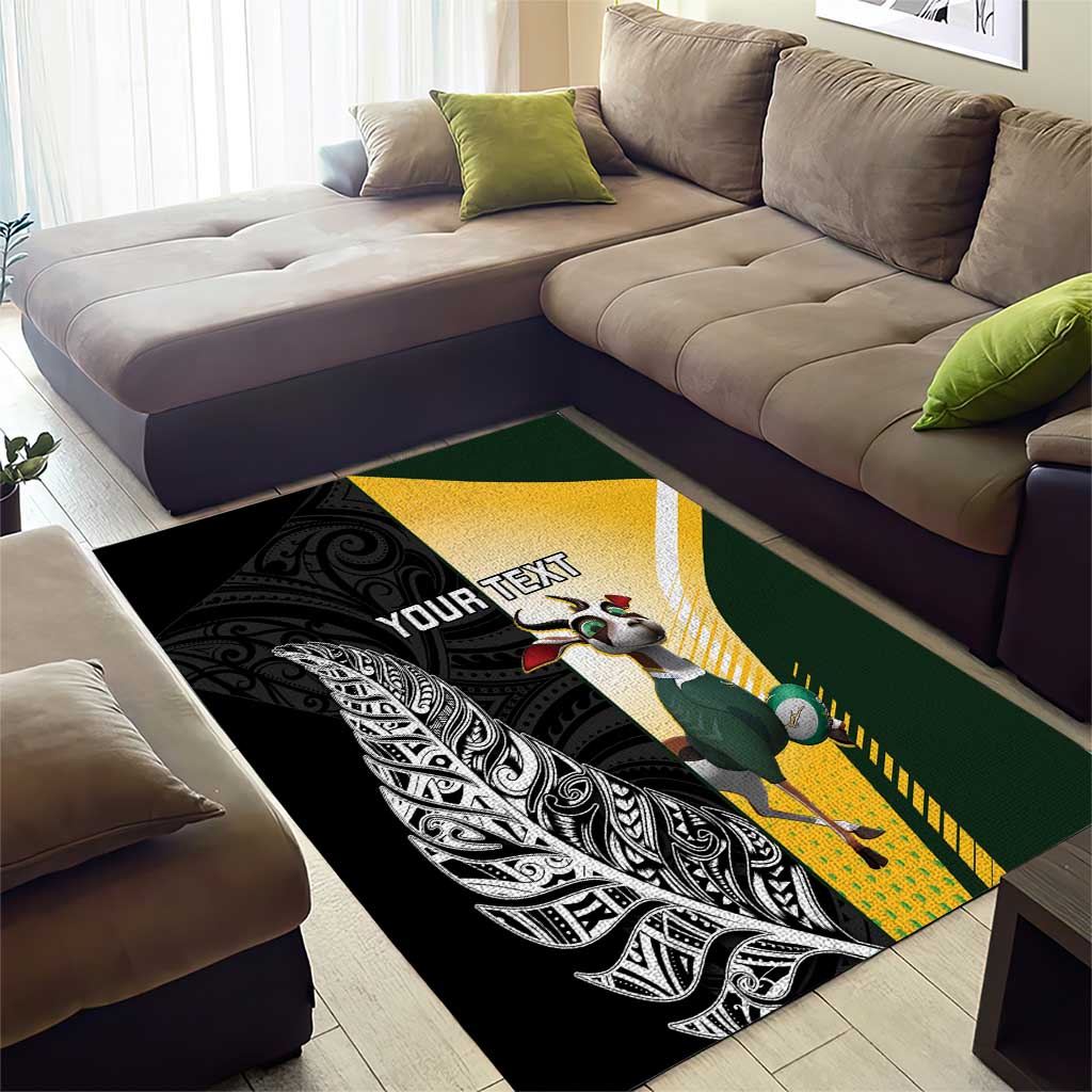 New Zealand and South Africa Rugby Custom Area Rug Maori Silver Fern Springbok Together - Vibe Hoodie